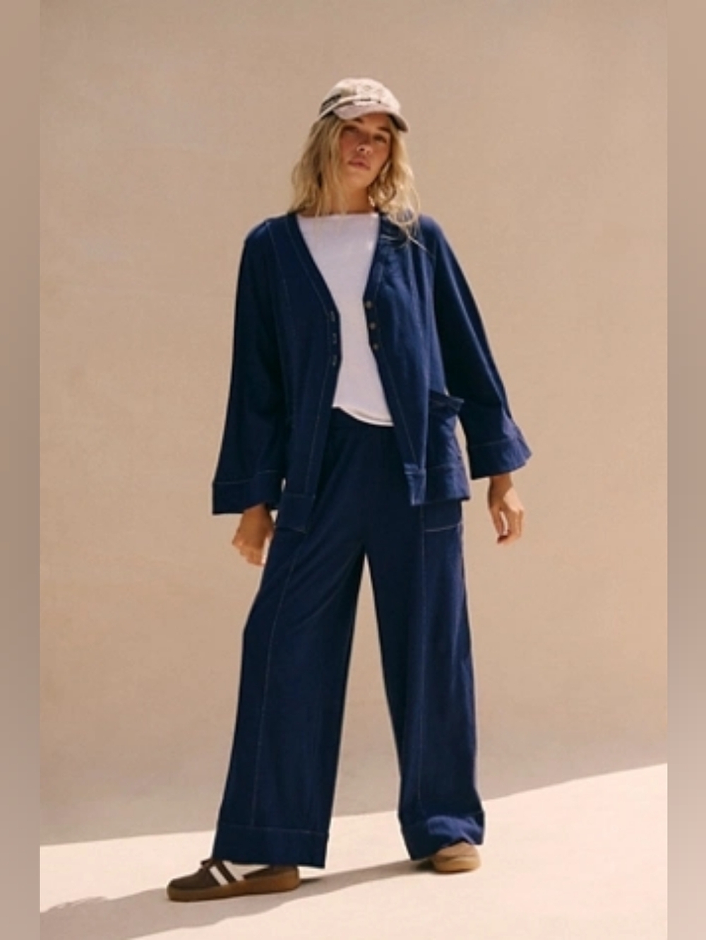 Nwt Free People Stranda Set Navy Blue Oversized Small
